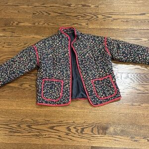 Womens Floral Quilted Jacket with red Trim